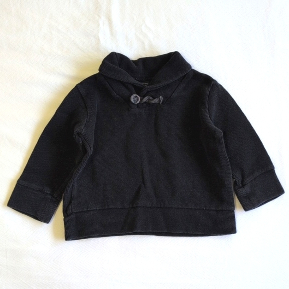 babyGap black shawl collar thick ribbed knit cotton popover sweatshirt 12-18 mo